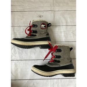 Women Sorel Black/White Striped Snow Boots Size 7